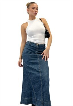 Vintage Y2k Denim Maxi Skirt