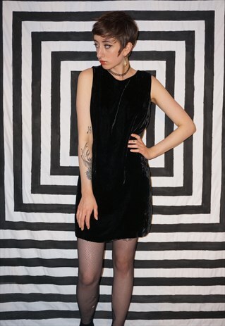 VINTAGE 90'S BLACK VELVET MINI DRESS