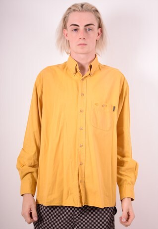 CAMEL MENS VINTAGE SHIRT MEDIUM YELLOW 90S