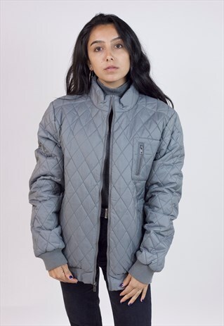 VINTAGE 90S GUESS GREY QUILTED JACKET