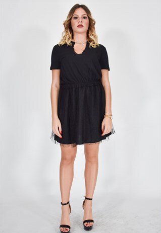 RED VALENTINO SHORT BLACK DRESS