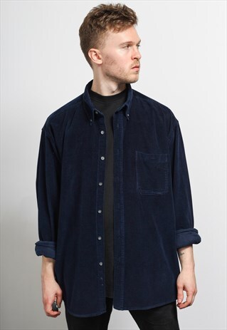 VINTAGE CORDUROY CORD SHIRT BLUE