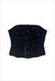 Vintage Y2K strapless black velvet top bandeau corset style