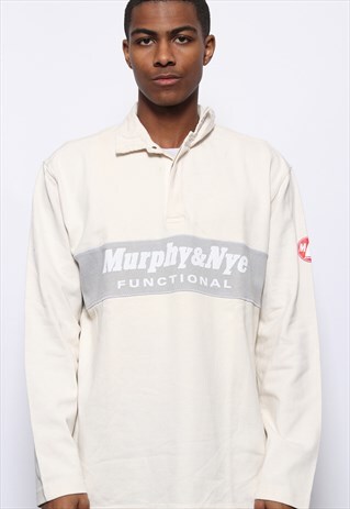 VINTAGE MURPHY AND NYE HEAVY COTTON RUGBY SHIRT CREAM
