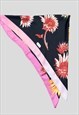 BASILE DESIGNER VINTAGE LADIES PINK BLACK ROLLED HEM SCARF
