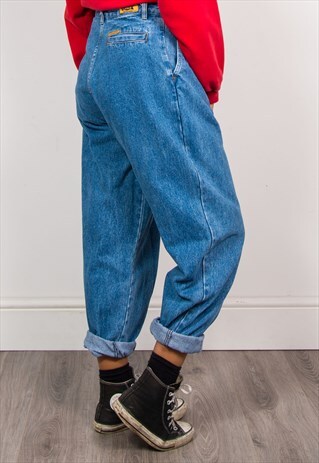 VINTAGE 90'S MOM STYLE BLUE DENIM HIGH WAIST JEANS