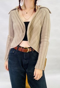 Vintage Size S Y2K Knitted Cardigan in Brown