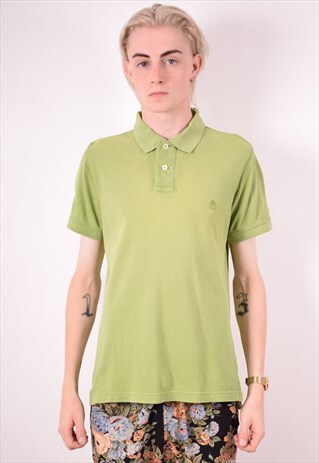 TIMBERLAND MENS VINTAGE POLO SHIRT SMALL GREEN 90S