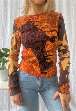 Vintage Y2K graphic top in orange. 