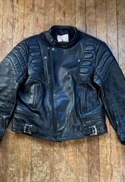 Vintage 90s Interstate Motorcycle Black Leather Jacket 