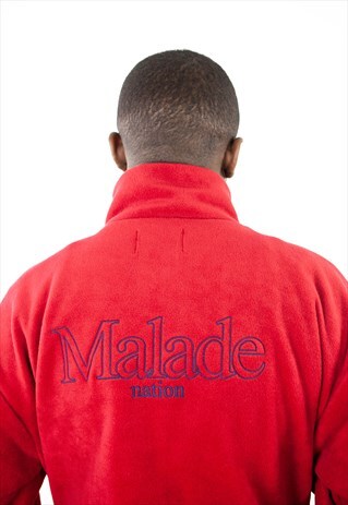 MALADE NATION RED FLEECE 1/4 ZIP