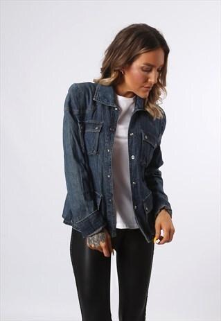 DENIM DKNY 'SHIRT STYLE' JACKET LIGHTWEIGHT UK 10 (E73R)