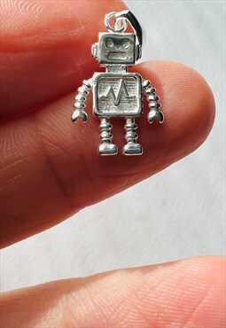 Robot design pendant for men 925 Sterling Silver Plain 