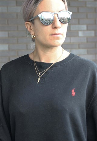 VINTAGE 1990S RALPH LAUREN BLACK OVERSIZED SWEATSHIRT