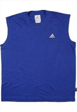 Vintage 90's Adidas Gilet Vest Sleeveless Crew Neck Blue