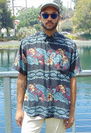 90S SKATER SURFER LUXURY SILK HAWAIIAN SHIRT LARGE