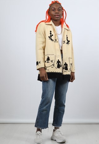 VINTAGE LARGE BIEGE CARDIGAN JACKET