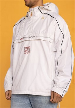 Vintage Umbro Jacket Olympique Lyonnais in White XXL