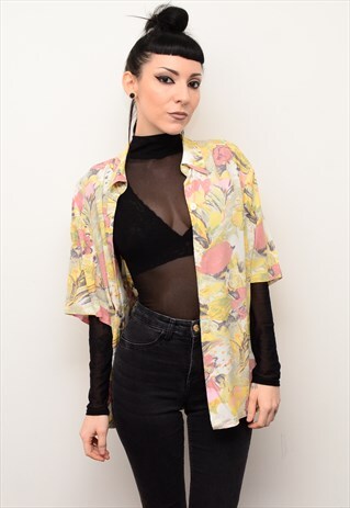 VINTAGE 90'S PASTEL INDIE FLORAL PATTERNED OVERSIZED SHIRT