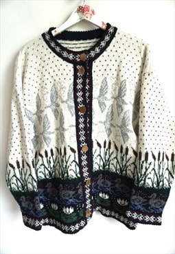 Vintage Norwegian Sweater Cardigan Pure wool Buttons down