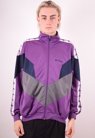 KAPPA MENS VINTAGE TRACKSUIT TOP JACKET LARGE PURPLE 90S