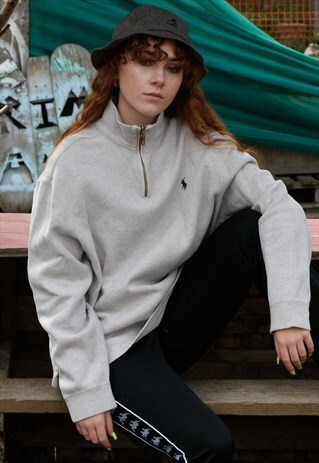 GREY POLO RALPH LAUREN HALF ZIP SWEATER / JUMPER