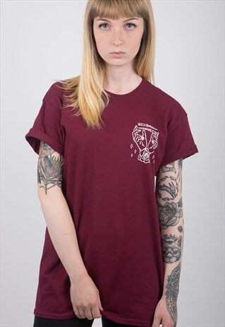 HANDS & KNIVES MAROON T-SHIRT