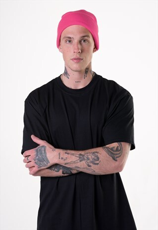 ESSENTIAL CUFFED BEANIE HAT - NEON BRIGHT PINK