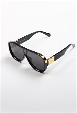 Aviator shield sunglasses - black
