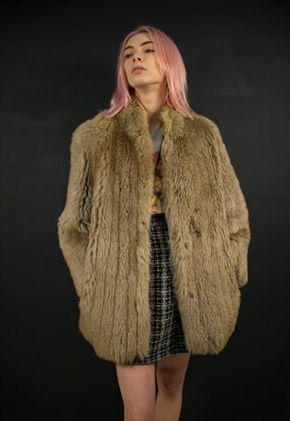 BEIGE FAUX FUR COAT