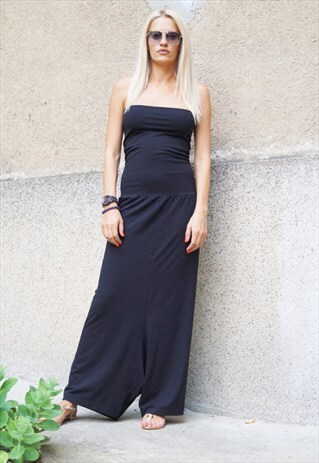 BLACK HAREM PANTS LOOSE SKIRT PANTS BLACK JUMPSUIT F1482