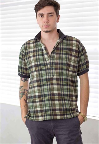 VINTAGE RALPH LAUREN CHECKED POLO SHIRT LOGO 90S M 12.9