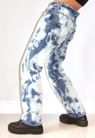 REWORKED DENIM Y2K BLEACHED STRAIGHT LEG BOYFRIEND JEANS
