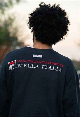 VINTAGE FILA BELLA ITALIA SWEATSHIRT IN A CLEAN BLACK