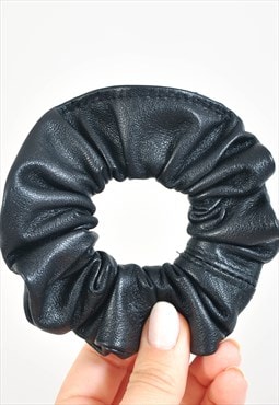New handmade real leather scrunchie in black