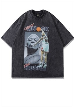 Dennis Rodman t-shirt grunge basketball tee retro top grey
