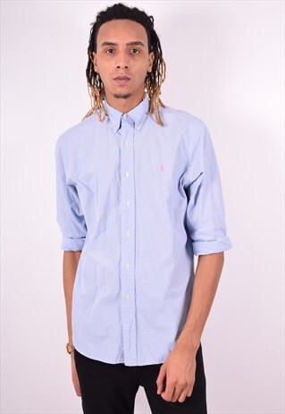 RALPH LAUREN MENS VINTAGE SHIRT LARGE BLUE 90'S