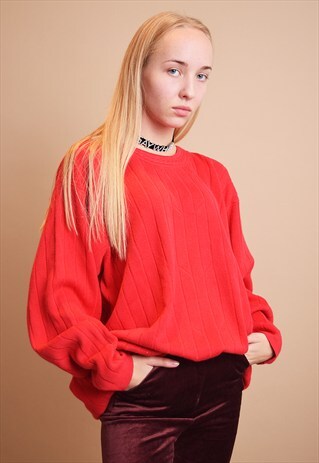 90'S RETRO MINIMALIST OVERSIZED RED JUMPER TOP