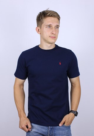 VINTAGE POLO RALPH LAUREN MENS LOGO T-SHIRT TOP