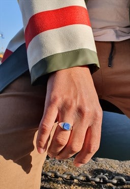 Signet Sterling Silver & Lapis Lazuli Ring