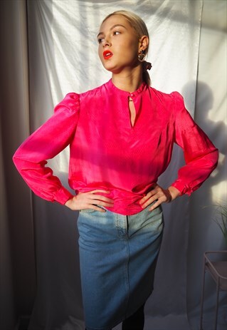 VINTAGE PINK HIGH NECK BLOUSE