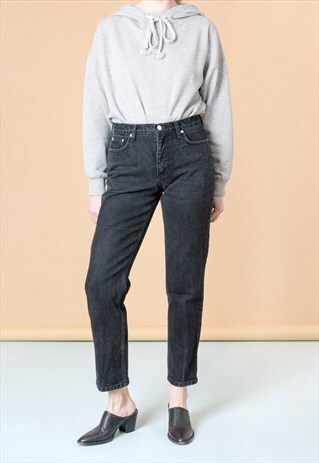 TOMMY HILFIGER BLACK DENIM MOM JEANS 90S HIGH WAIST