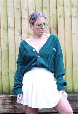 Vintage 1990s Lacoste knitted cardigan in green