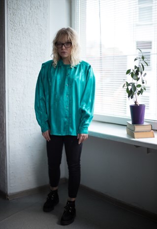 VINTAGE 80'S EMERALD GREEN SHIRT