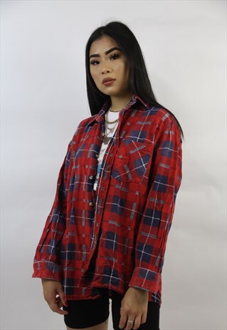 VINTAGE RED CHECK FLANNEL SHIRT