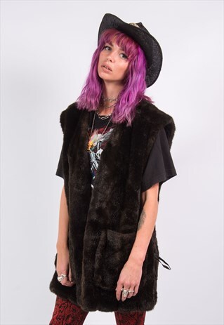 VINTAGE 90'S FAUX FUR WAISTCOAT