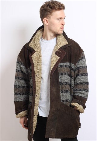 VINTAGE AZTEC FLEECE LINED JACKET