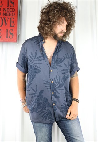 VINTAGE CRAZY PATTERN OVERSIZED SHORT SLEEVED HAWAIIAN SHIRT