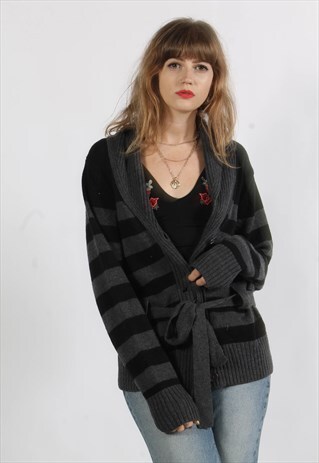 VINTAGE TOMMY HILFIGER WRAP CARDIGAN GREY