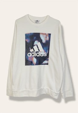 Vintage Adidas Sweatshirt Print dsign in White M